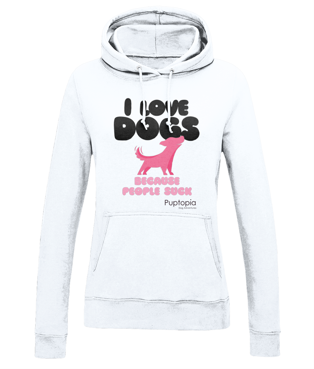 Puptopia I love dogs Ladies College Hoodie