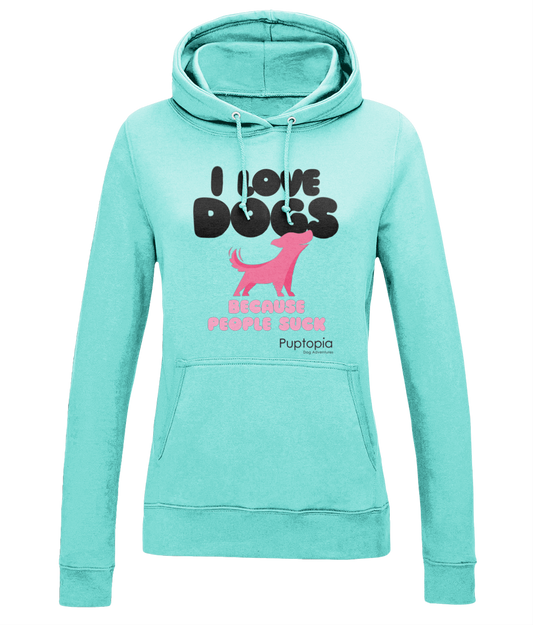 Puptopia I love dogs Ladies College Hoodie